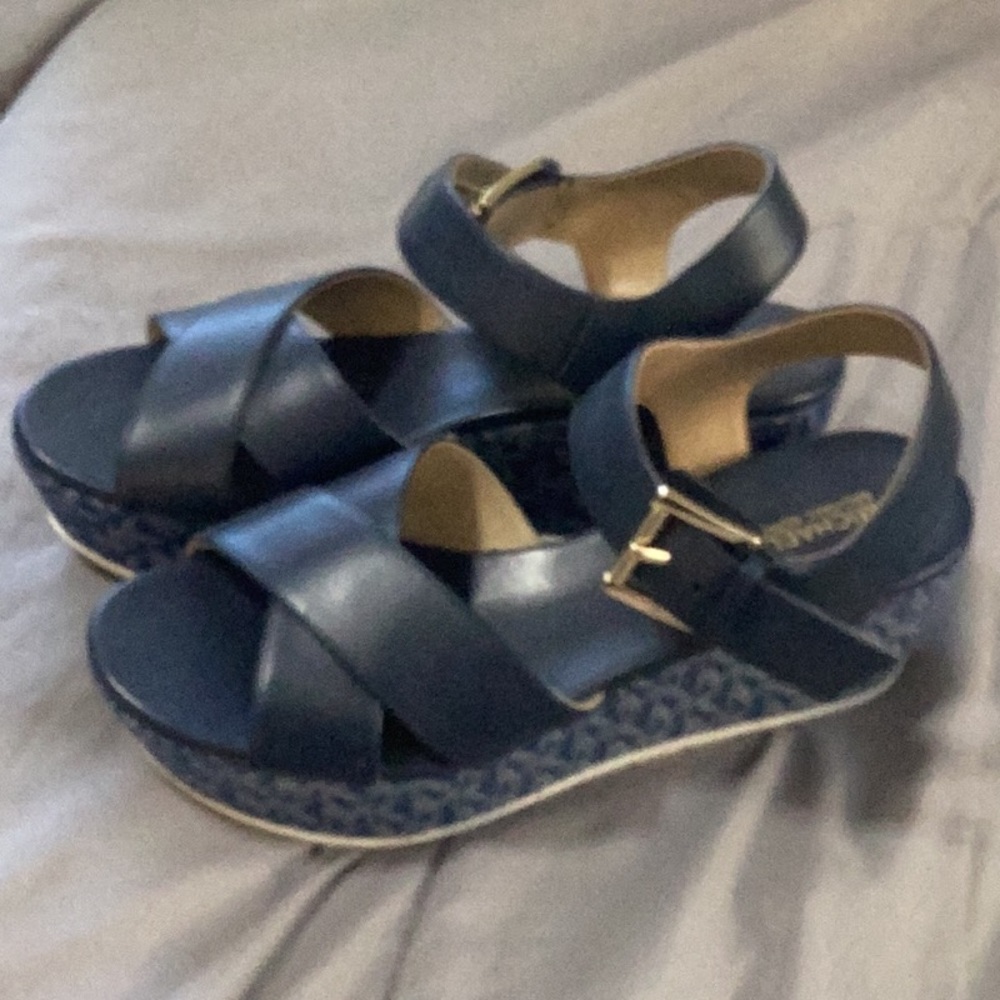 Navy Blue Platform Sandals